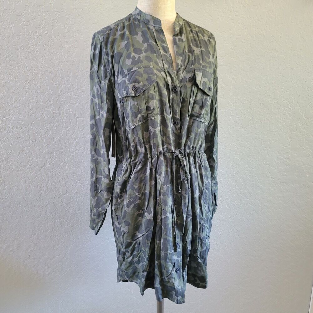 {Anthropologie} Cloth & Stone Nina Camo Midi Shirtdress Size Small